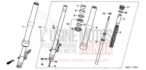 FRONT FORK (CB600F5/6) CB600F5 de 2005
